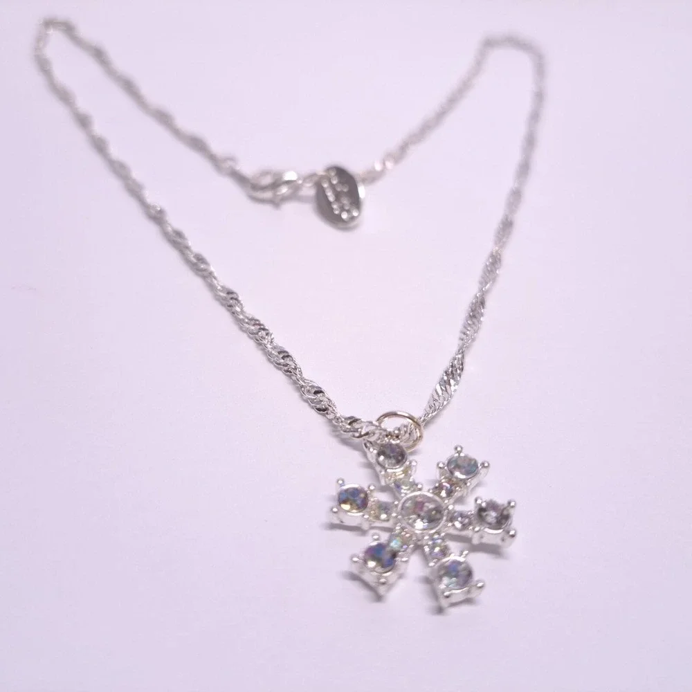 Snowflake Necklace Rhinestone Pendant Charm 15